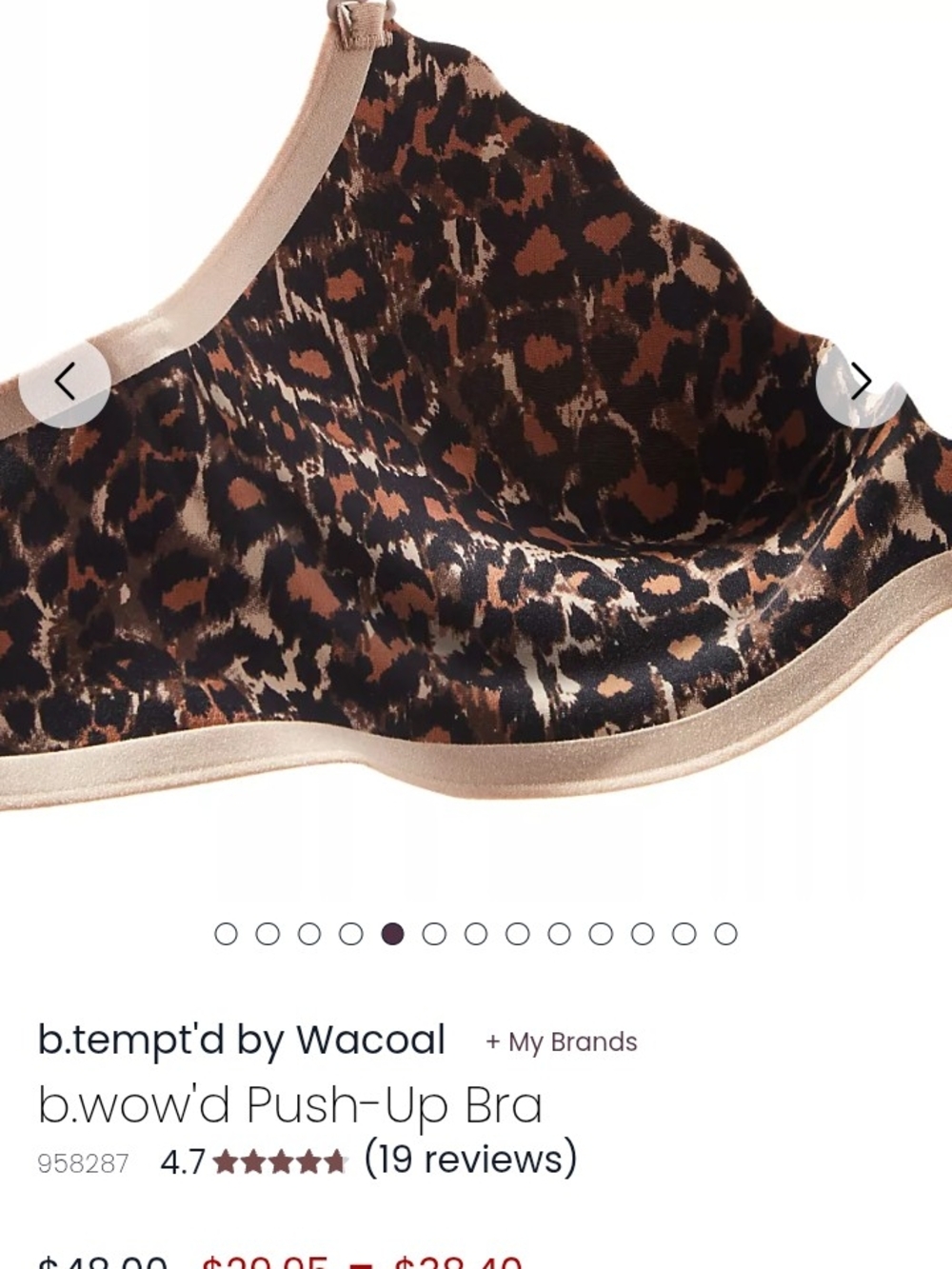 b.wow'd Push-Up Bra by b.tempt'd - Leopard Print Brown/Black